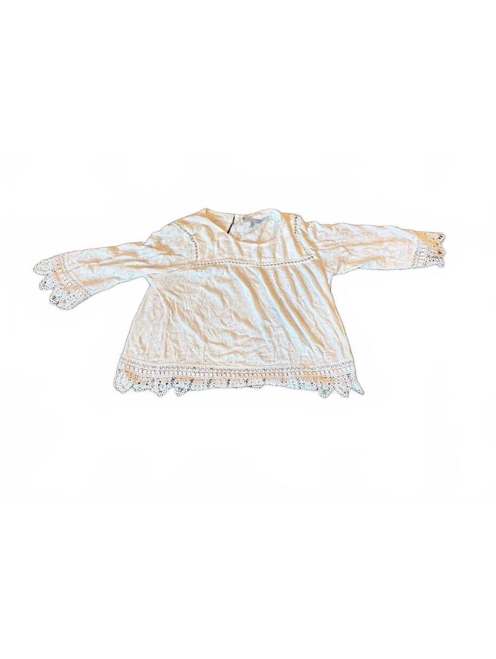 Daniel Rainn White Eyelet Lace Blouse XL